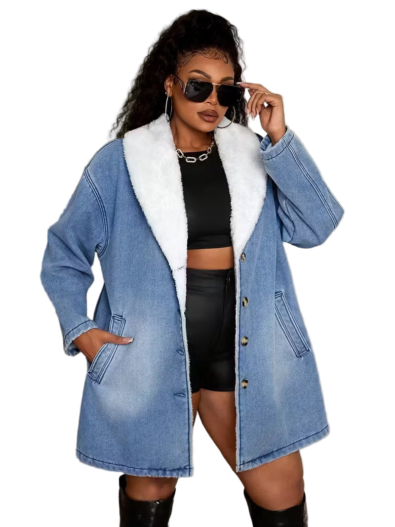 Women's Button-Front Jacket with Contrasting Collar