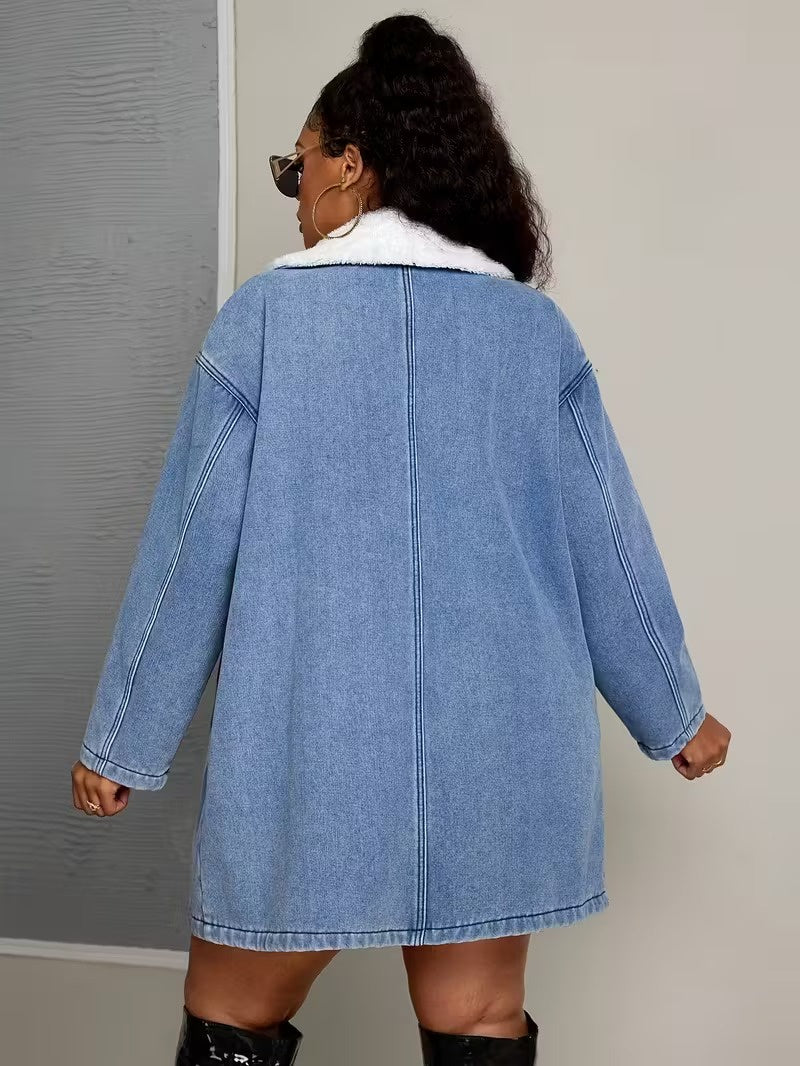 Women's Button-Front Jacket with Contrasting Collar