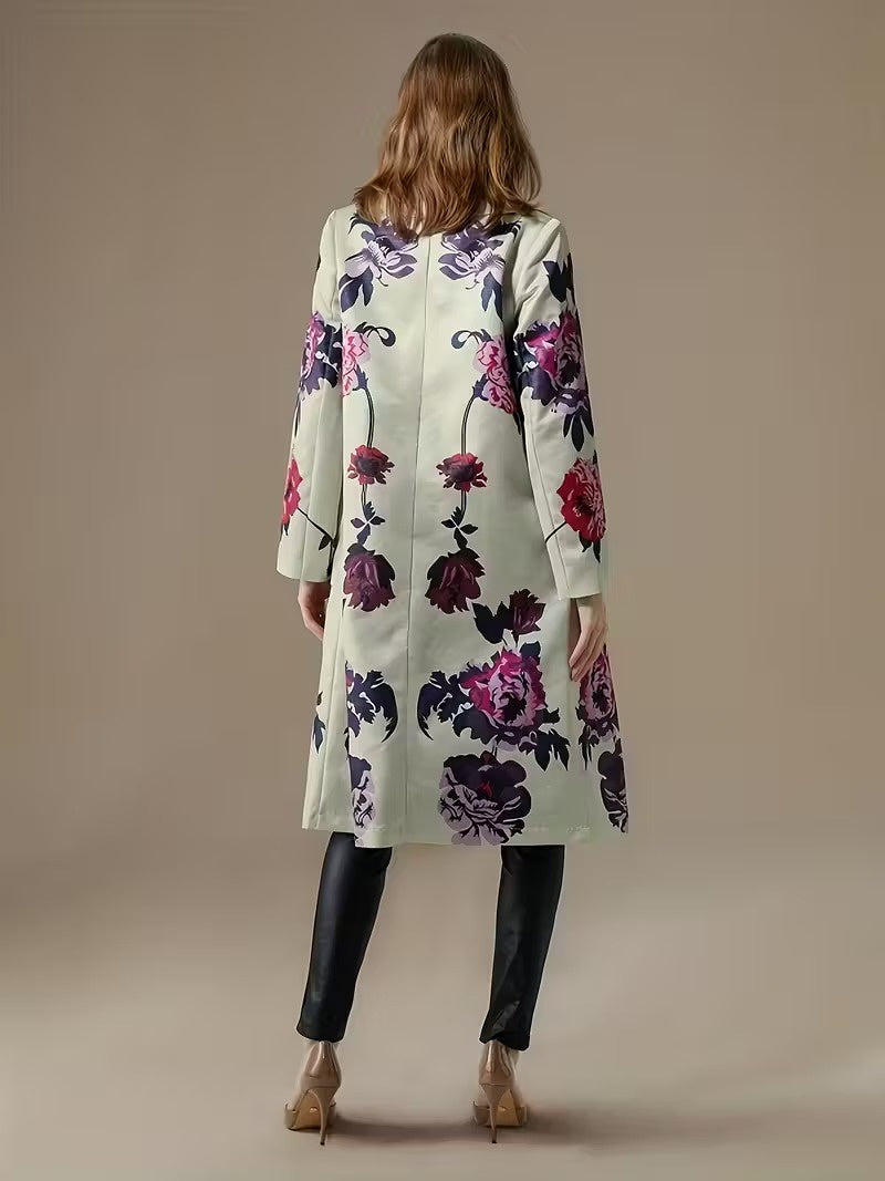 Women's Floral Coat with Buttons