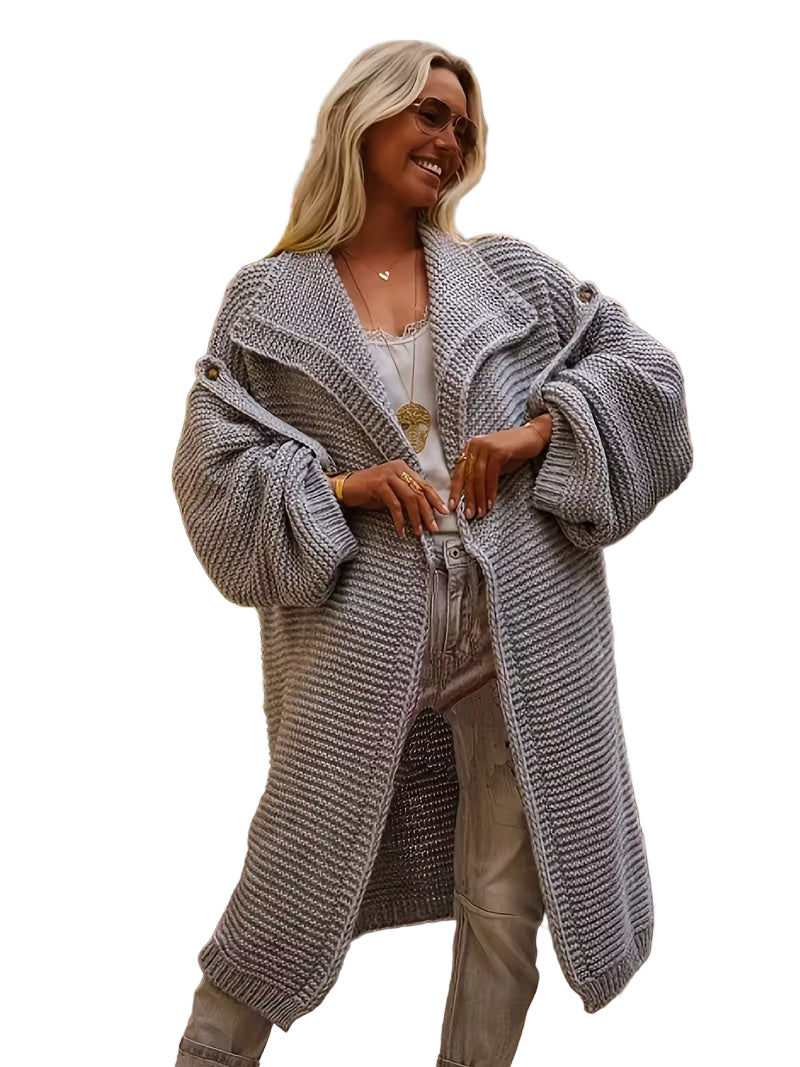 Women's Long Cardigan with Collar