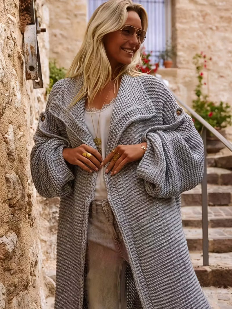 Women's Long Cardigan with Collar