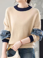 Women's Ribbed Sweater with Contrast Trim