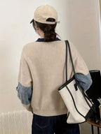 Women's Ribbed Sweater with Contrast Trim