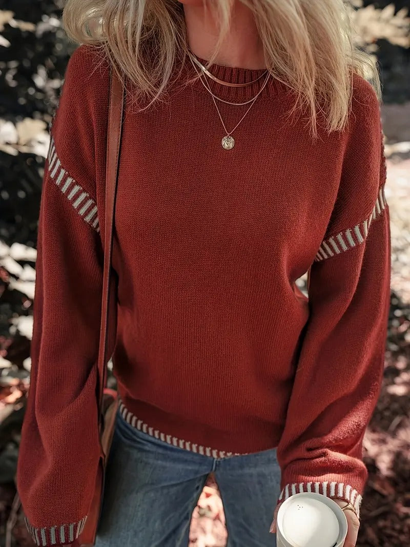 Women's Striped Trim Sweater