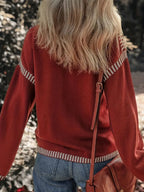 Women's Striped Trim Sweater