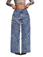 Women's Wide-Leg Pants with Frayed Seams