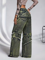 Women's Wide-Leg Pants with Frayed Seams